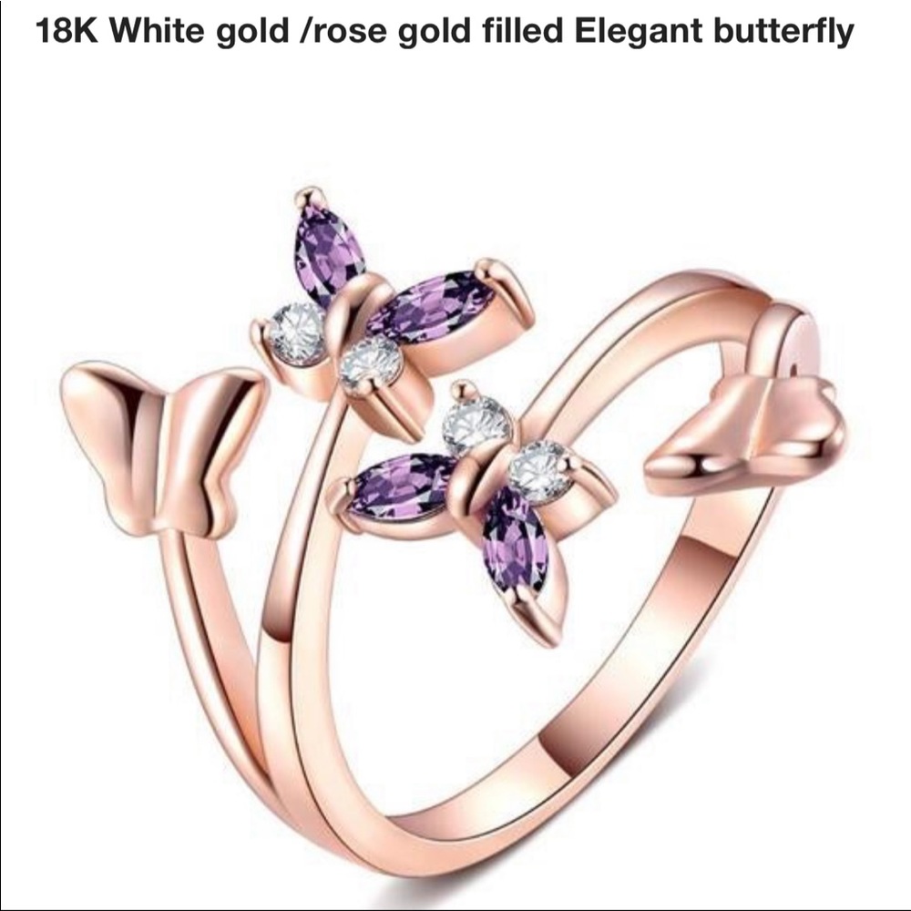 New 18kt rose gold filled butterfly ring